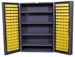 Durham - 4 Shelf 128 Bin Storage Cabinet - Steel, 48" Wide x 24" Deep x 72" High, Gray - Exact Tool & Supply