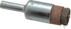 Anderson - 1/2" Brush Diam, Crimped, End Brush - 1/4" Diam Shank, 1/8" Pilot Diam, 20,000 Max RPM - Exact Tool & Supply