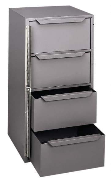 Durham - 4 Drawer, 8 Compartment, Small Parts Lockable Storage Cabinet - 12-1/8" Deep x 12-5/8" Wide x 24-1/2" High - Exact Tool & Supply