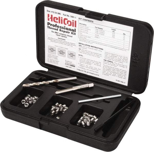 Heli-Coil - 36 Inserts, #12-24 UNC, Thread Repair Kit - 0.324" Insert Length - Exact Tool & Supply