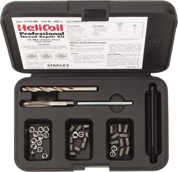 Heli-Coil - 36 Inserts, 1/4-20 UNC, Thread Repair Kit - 0.375" Insert Length - Exact Tool & Supply