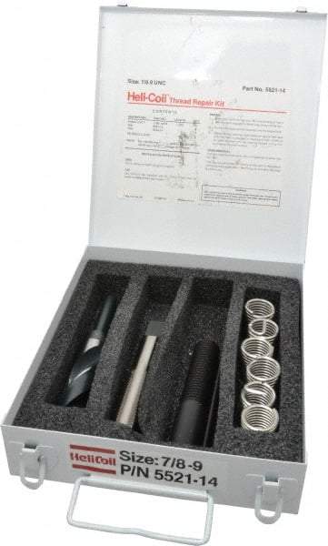 Heli-Coil - 6 Inserts, 7/8-9 UNC, Thread Repair Kit - 1.312" Insert Length - Exact Tool & Supply