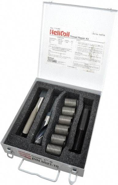 Heli-Coil - 6 Inserts, 1-8 UNC, Thread Repair Kit - 1.5" Insert Length - Exact Tool & Supply