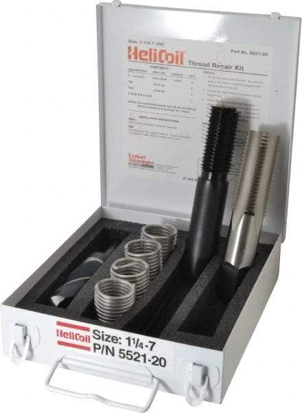 Heli-Coil - 4 Inserts, 1-1/4 - 7 UNC, Thread Repair Kit - 1.875" Insert Length - Exact Tool & Supply