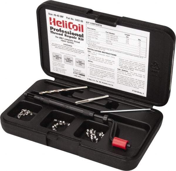 Heli-Coil - 36 Inserts, #6-40 UNF, Thread Repair Kit - 0.207" Insert Length - Exact Tool & Supply