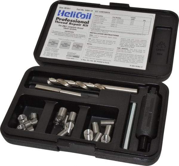 Heli-Coil - 18 Inserts, M10x1.00 Metric Fine, Thread Repair Kit - 15mm Insert Length - Exact Tool & Supply