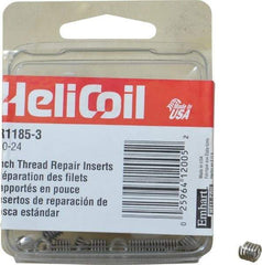 Heli-Coil - #10-24 UNC, 0.285" OAL, Free Running Helical Insert - 5 Free Coils, Tanged, Stainless Steel, Bright Finish, 1-1/2D Insert Length - Exact Tool & Supply