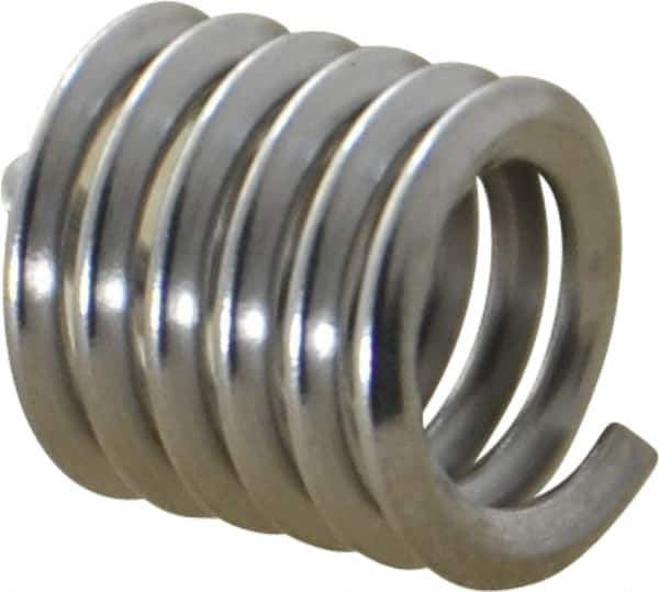 Heli-Coil - 1/4-20 UNC, 3/8" OAL, Free Running Helical Insert - 5-3/4 Free Coils, Tanged, Stainless Steel, Bright Finish, 1-1/2D Insert Length - Exact Tool & Supply