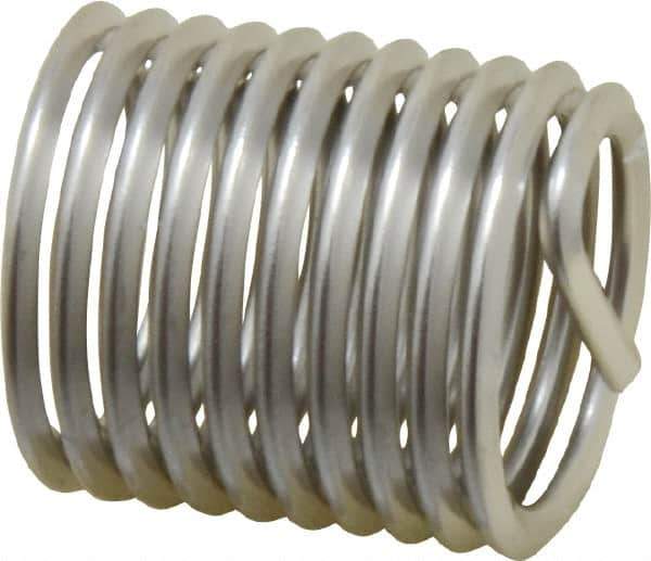 Heli-Coil - 1-8 UNC, 1-1/2" OAL, Free Running Helical Insert - 10-1/8 Free Coils, Tanged, Stainless Steel, Bright Finish, 1-1/2D Insert Length - Exact Tool & Supply