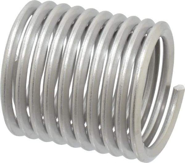 Heli-Coil - 1-1/8 - 7 UNC, 1.688" OAL, Free Running Helical Insert - 9-7/8 Free Coils, Tanged, Stainless Steel, Bright Finish, 1-1/2D Insert Length - Exact Tool & Supply