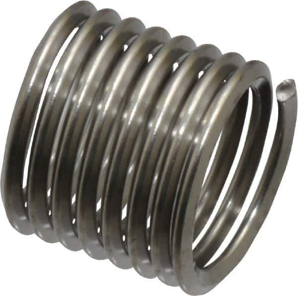 Heli-Coil - 1/4-28 UNF, 3/8" OAL, Free Running Helical Insert - 8-1/4 Free Coils, Tanged, Stainless Steel, Bright Finish, 1-1/2D Insert Length - Exact Tool & Supply