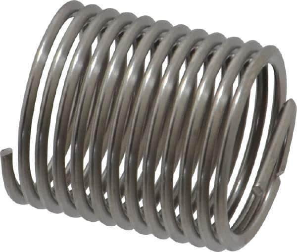 Heli-Coil - 1/2-20 UNF, 3/4" OAL, Free Running Helical Insert - 12-3/8 Free Coils, Tanged, Stainless Steel, Bright Finish, 1-1/2D Insert Length - Exact Tool & Supply