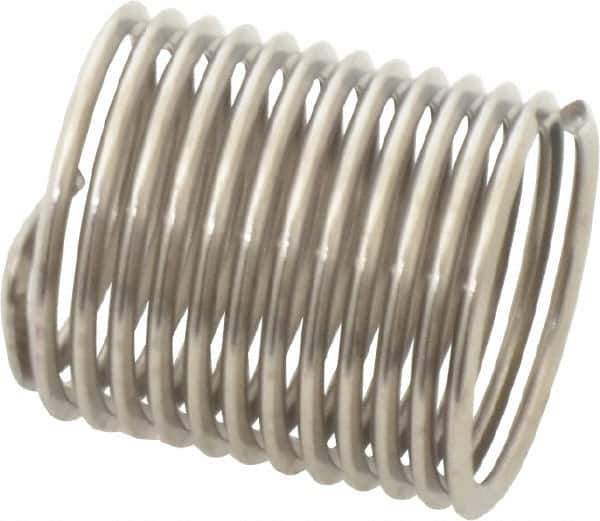Heli-Coil - 9/16-18 UNF, 0.844" OAL, Free Running Helical Insert - 12-1/2 Free Coils, Tanged, Stainless Steel, Bright Finish, 1-1/2D Insert Length - Exact Tool & Supply