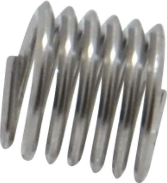 Heli-Coil - M4x0.70 Metric Coarse, 6mm OAL, Free Running Helical Insert - 6-1/8 Free Coils, Tanged, Stainless Steel, Bright Finish, 1-1/2D Insert Length - Exact Tool & Supply