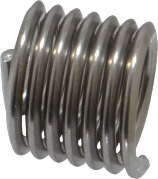 Heli-Coil - M6x1.00 Metric Coarse, 9mm OAL, Free Running Helical Insert - 6-3/4 Free Coils, Tanged, Stainless Steel, Bright Finish, 1-1/2D Insert Length - Exact Tool & Supply