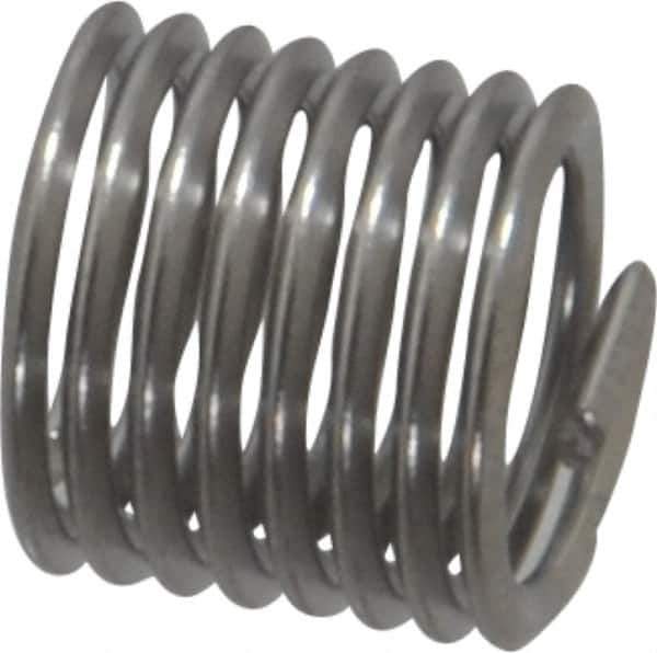 Heli-Coil - M7x1.00 Metric Coarse, 10.5mm OAL, Free Running Helical Insert - 8 Free Coils, Tanged, Stainless Steel, Bright Finish, 1-1/2D Insert Length - Exact Tool & Supply