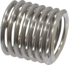 Heli-Coil - M8x1.25 Metric Coarse, 12mm OAL, Free Running Helical Insert - 7-3/8 Free Coils, Tanged, Stainless Steel, Bright Finish, 1-1/2D Insert Length - Exact Tool & Supply