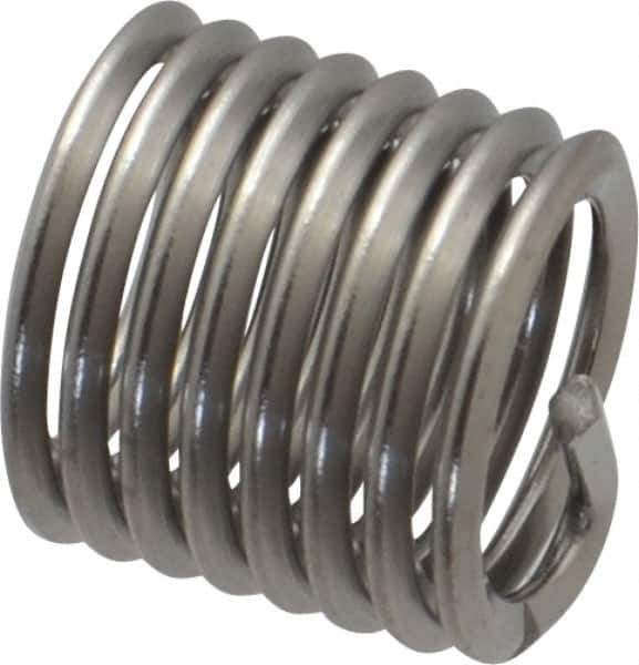 Heli-Coil - M10x1.50 Metric Coarse, 15mm OAL, Free Running Helical Insert - 8 Free Coils, Tanged, Stainless Steel, Bright Finish, 1-1/2D Insert Length - Exact Tool & Supply