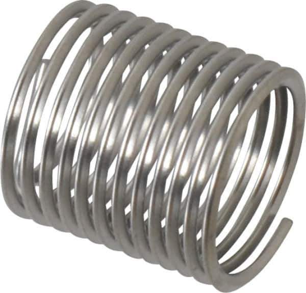 Heli-Coil - M10x1.00 Metric Fine, 15mm OAL, Free Running Helical Insert - 12 Free Coils, Tanged, Stainless Steel, Bright Finish, 1-1/2D Insert Length - Exact Tool & Supply