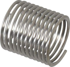 Heli-Coil - M10x1.00 Metric Fine, 15mm OAL, Free Running Helical Insert - 12 Free Coils, Tanged, Stainless Steel, Bright Finish, 1-1/2D Insert Length - Exact Tool & Supply