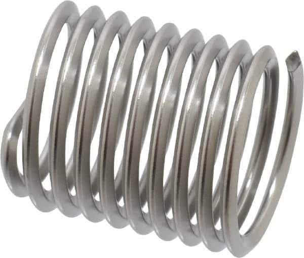 Heli-Coil - M10x1.25 Metric Fine, 15mm OAL, Free Running Helical Insert - 9-1/2 Free Coils, Tanged, Stainless Steel, Bright Finish, 1-1/2D Insert Length - Exact Tool & Supply