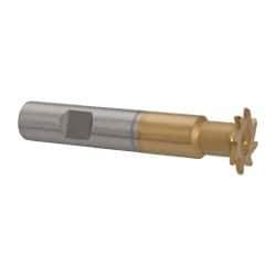 Whitney Tool Co. - 1/32" Radius, 1/16" Circle Diam, 3/4" Cutter Diam, Shank Connection, Convex Radius Cutter - 1/2" Shank Diam, 3" OAL, High Speed Steel, TiN Finish, Profile Ground, 8 Teeth, Weldon Flat - Exact Tool & Supply