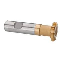 Whitney Tool Co. - 1/8" Radius, 1/4" Circle Diam, 1-1/4" Cutter Diam, Shank Connection, Convex Radius Cutter - 3/4" Shank Diam, 3-1/2" OAL, High Speed Steel, TiN Finish, Profile Ground, 10 Teeth, Weldon Flat - Exact Tool & Supply