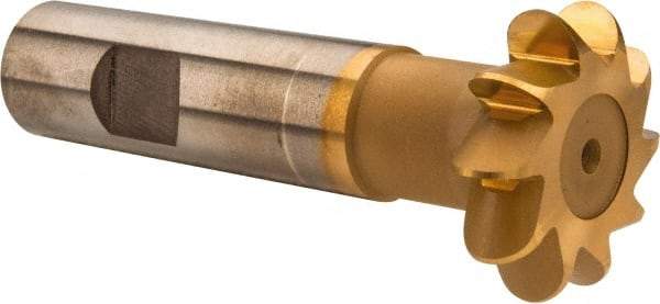 Whitney Tool Co. - 3/16" Radius, 3/8" Circle Diam, 1-3/8" Cutter Diam, Shank Connection, Convex Radius Cutter - 3/4" Shank Diam, 3-1/2" OAL, High Speed Steel, TiN Finish, Profile Ground, 10 Teeth, Weldon Flat - Exact Tool & Supply