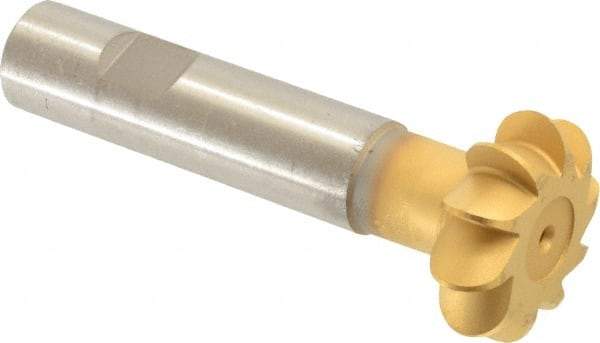 Whitney Tool Co. - 1/4" Radius, 1/2" Circle Diam, 1-1/2" Cutter Diam, Shank Connection, Convex Radius Cutter - 3/4" Shank Diam, 4" OAL, High Speed Steel, TiN Finish, Profile Ground, 10 Teeth, Weldon Flat - Exact Tool & Supply