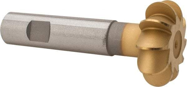Whitney Tool Co. - 5/16" Radius, 5/8" Circle Diam, 1-3/4" Cutter Diam, Shank Connection, Convex Radius Cutter - 3/4" Shank Diam, 4" OAL, High Speed Steel, TiN Finish, Profile Ground, 10 Teeth, Weldon Flat - Exact Tool & Supply