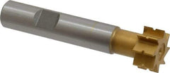 Whitney Tool Co. - 1/32" Radius, 1/16" Circle Diam, 3/4" Cutter Diam, 3/8" Cutting Width, Shank Connection, Concave Radius Cutter - 1/2" Shank Diam, 3" OAL, High Speed Steel, TiN Finish, Profile Ground, 8 Teeth, Weldon Flat - Exact Tool & Supply