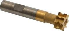 Whitney Tool Co. - 1/16" Radius, 1/8" Circle Diam, 3/4" Cutter Diam, 3/8" Cutting Width, Shank Connection, Concave Radius Cutter - 1/2" Shank Diam, 3" OAL, High Speed Steel, TiN Finish, Profile Ground, 8 Teeth, Weldon Flat - Exact Tool & Supply