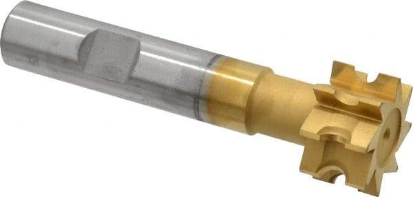 Whitney Tool Co. - 3/32" Radius, 3/16" Circle Diam, 7/8" Cutter Diam, 1/2" Cutting Width, Shank Connection, Concave Radius Cutter - 1/2" Shank Diam, 3" OAL, High Speed Steel, TiN Finish, Profile Ground, 8 Teeth, Weldon Flat - Exact Tool & Supply