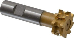 Whitney Tool Co. - 1/8" Radius, 1/4" Circle Diam, 1-1/4" Cutter Diam, 9/16" Cutting Width, Shank Connection, Concave Radius Cutter - 3/4" Shank Diam, 3-1/2" OAL, High Speed Steel, TiN Finish, Profile Ground, 8 Teeth, Weldon Flat - Exact Tool & Supply