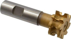 Whitney Tool Co. - 5/32" Radius, 5/16" Circle Diam, 1-5/16" Cutter Diam, 5/8" Cutting Width, Shank Connection, Concave Radius Cutter - 3/4" Shank Diam, 3-1/2" OAL, High Speed Steel, TiN Finish, Profile Ground, 8 Teeth, Weldon Flat - Exact Tool & Supply