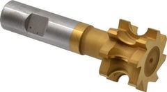 Whitney Tool Co. - 1/4" Radius, 1/2" Circle Diam, 1-1/2" Cutter Diam, 1" Cutting Width, Shank Connection, Concave Radius Cutter - 3/4" Shank Diam, 4" OAL, High Speed Steel, TiN Finish, Profile Ground, 8 Teeth, Weldon Flat - Exact Tool & Supply