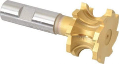 Whitney Tool Co. - 3/8" Radius, 3/4" Circle Diam, 1-7/8" Cutter Diam, 1-1/4" Cutting Width, Shank Connection, Concave Radius Cutter - 3/4" Shank Diam, 4" OAL, High Speed Steel, TiN Finish, Profile Ground, 8 Teeth, Weldon Flat - Exact Tool & Supply