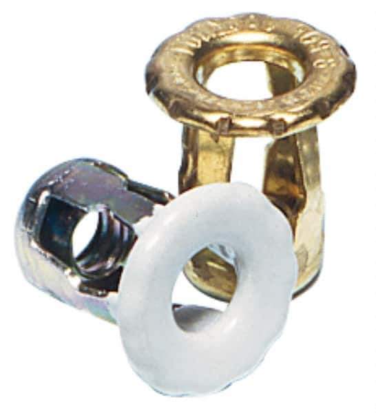 RivetKing - #6-32 UNC Thread, Clear Zinc Plated, Steel, Screwdriver Installed Rivet Nut - 0.06 to 0.085" Grip, 15/32" Flange Diam, 0.9" Long - Exact Tool & Supply