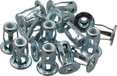 RivetKing - #10-24 UNC Thread, Clear Zinc Plated, Steel, Screwdriver Installed Rivet Nut - 0.075 to 0.12" Grip, 17/32" Flange Diam, 45/64" Long - Exact Tool & Supply