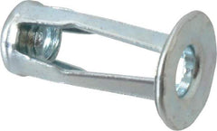 RivetKing - #10-24 UNC Thread, Clear Zinc Plated, Steel, Screwdriver Installed Rivet Nut - 0.12 to 0.16" Grip, 17/32" Flange Diam, 7/8" Long - Exact Tool & Supply