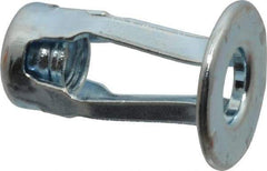 RivetKing - 1/4-20 UNC Thread, Clear Zinc Plated, Steel, Screwdriver Installed Rivet Nut - 1/4 to 0.35" Grip, 5/8" Flange Diam, 29/32" Long - Exact Tool & Supply