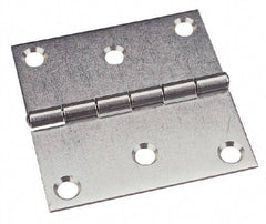 Made in USA - 2" Long x 2" Wide x 0.078" Thick, 302/304 Stainless Steel Commercial Hinge - 4 Holes, 0.187" Pin Diam - Exact Tool & Supply