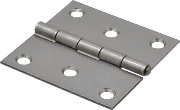 Made in USA - 2-1/2" Long x 2-1/2" Wide x 0.062" Thick, 302/304 Stainless Steel Commercial Hinge - 6 Holes, 0.12" Pin Diam - Exact Tool & Supply