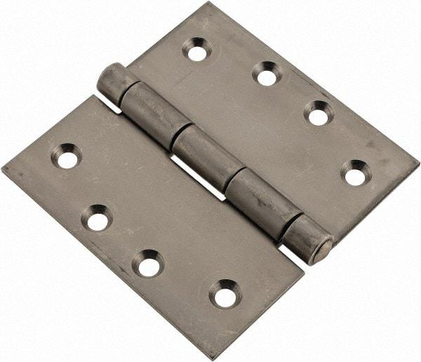 Made in USA - 4" Long x 4" Wide x 1/8" Thick, 302/304 Stainless Steel Commercial Hinge - 8 Holes, 0.25" Pin Diam - Exact Tool & Supply