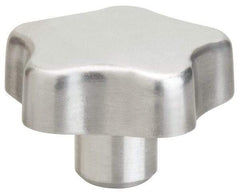 J.W. Winco - 60mm Head Diam, 5 Point Lobed Knob - 12mm Hole, Aluminum - Exact Tool & Supply