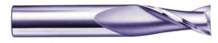 SGS - 5/8", 1-1/4" LOC, 5/8" Shank Diam, 3-1/2" OAL, 2 Flute, Solid Carbide Square End Mill - Single End, Uncoated, Spiral Flute, 30° Helix, Centercutting, Right Hand Cut, Right Hand Flute, Series 52 - Exact Tool & Supply