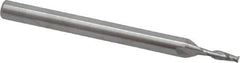 SGS - 1/16", 3/16" LOC, 1/8" Shank Diam, 1-1/2" OAL, 2 Flute, Solid Carbide Square End Mill - Single End, Uncoated, Spiral Flute, 30° Helix, Centercutting, Right Hand Cut, Right Hand Flute, Series 52 - Exact Tool & Supply