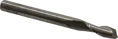 SGS - 3/16", 9/16" LOC, 3/16" Shank Diam, 2" OAL, 2 Flute, Solid Carbide Square End Mill - Single End, Uncoated, Spiral Flute, 30° Helix, Centercutting, Right Hand Cut, Right Hand Flute, Series 52 - Exact Tool & Supply
