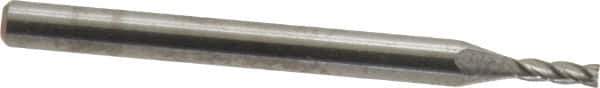 SGS - 1/16", 3/16" LOC, 1/8" Shank Diam, 1-1/2" OAL, 4 Flute, Solid Carbide Square End Mill - Single End, Uncoated, Spiral Flute, 30° Helix, Centercutting, Right Hand Cut, Right Hand Flute, Series 54 - Exact Tool & Supply