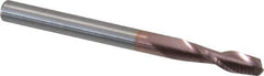 SGS - 1/8", 7/16" LOC, 1/8" Shank Diam, 1-1/2" OAL, 2 Flute, Solid Carbide Square End Mill - Single End, TiCN Finish, Spiral Flute, 30° Helix, Centercutting, Right Hand Cut, Right Hand Flute, Series 52 - Exact Tool & Supply